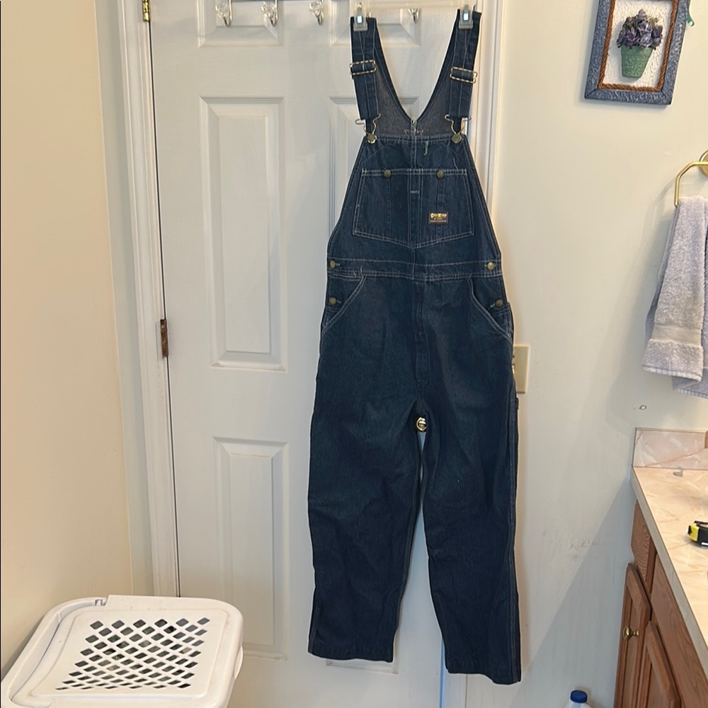 Vtg 50s 60s OshKosh B'Gosh Mens 34x32 Union Made Sanforized Vestbak Overalls USA